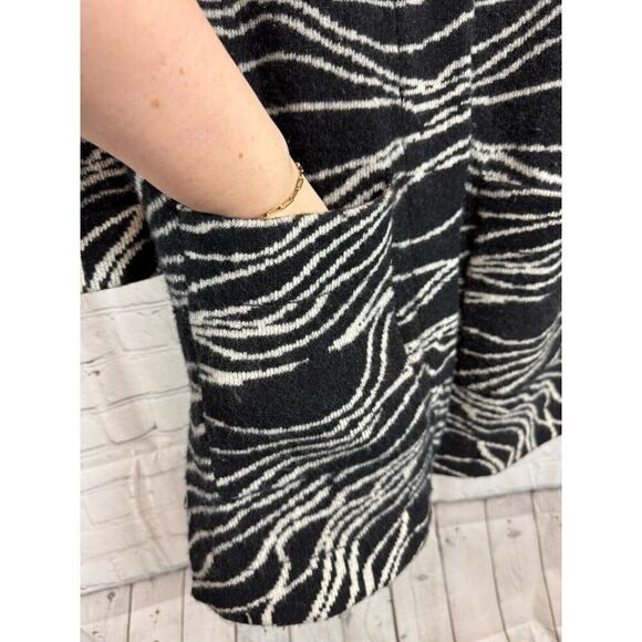 MAEVE ANTHROPOLOGIE lambswool black white knit cardigan sweater S - Picture 3 of 10